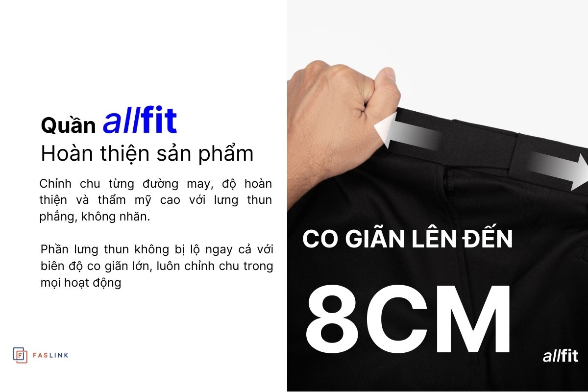 Quần tây lưng thun allfit pants by Faslink co giãn lên đến 8cm