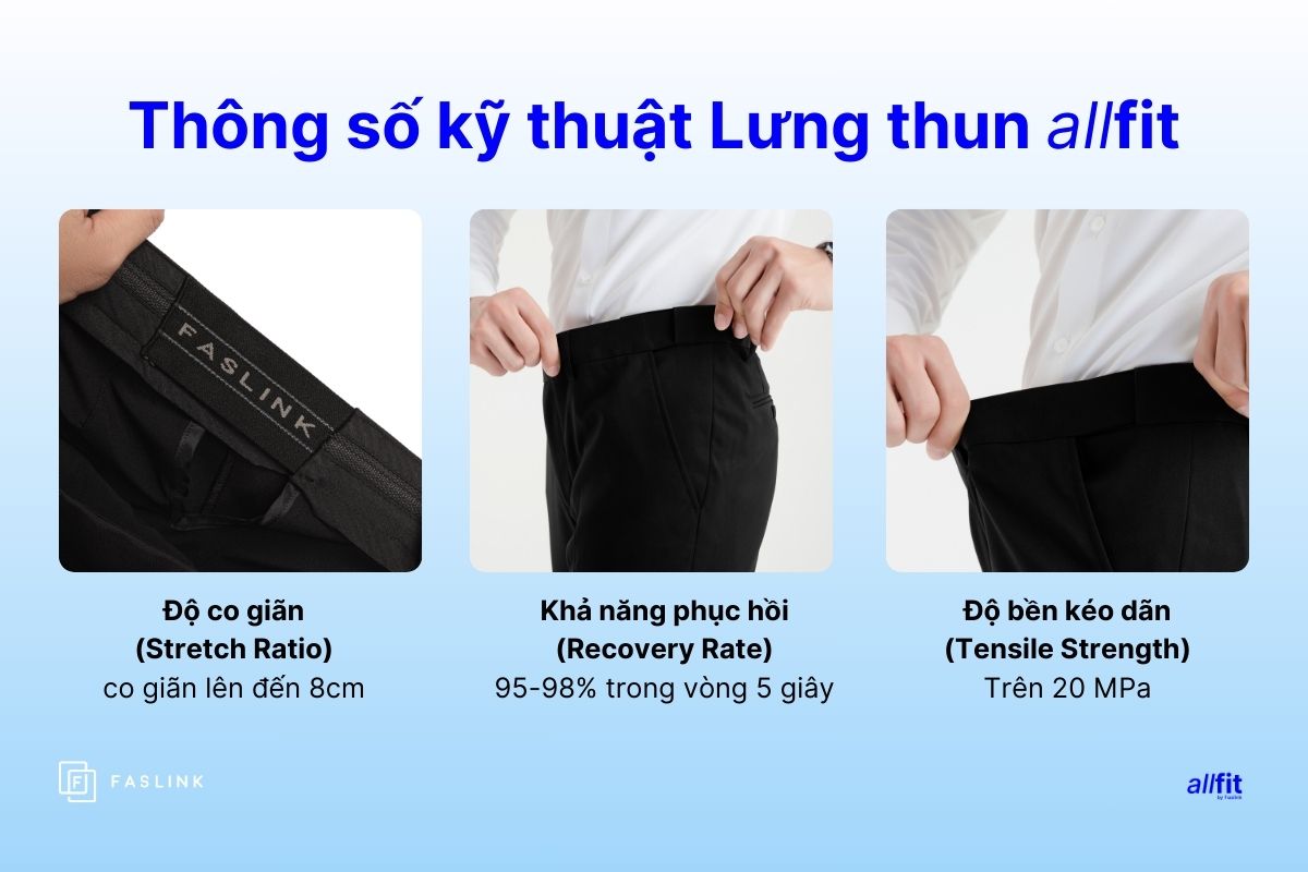 Thông số kỹ thuật lưng thun allfit pants