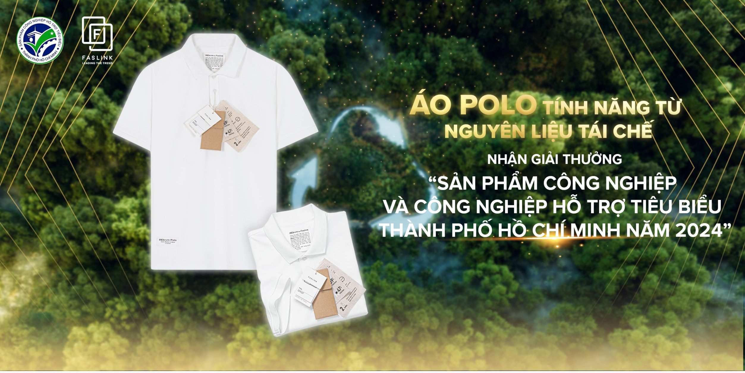 Áo Polo tính năng từ nguyên liệu tái chế là sản phẩm công nghiệp tiêu biểu tphcm 2024